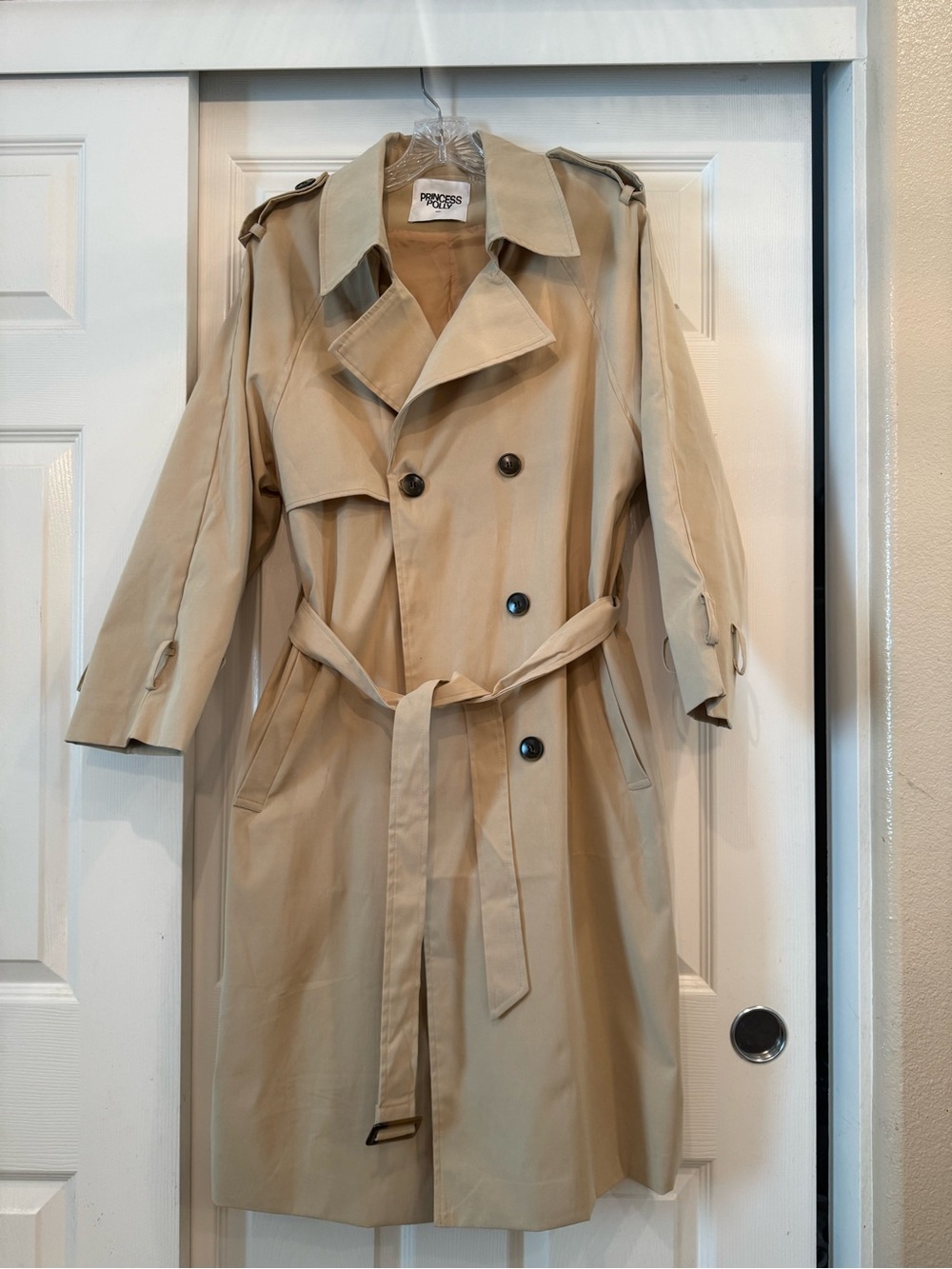 Wore once Princess Polly Beige Double-Breasted Trench Coat